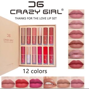 Luxurious Crazy Girl Thanks for the Love Lip Set, a stunning collection of 12 high-quality lipsticks designed to elevate your makeup routine